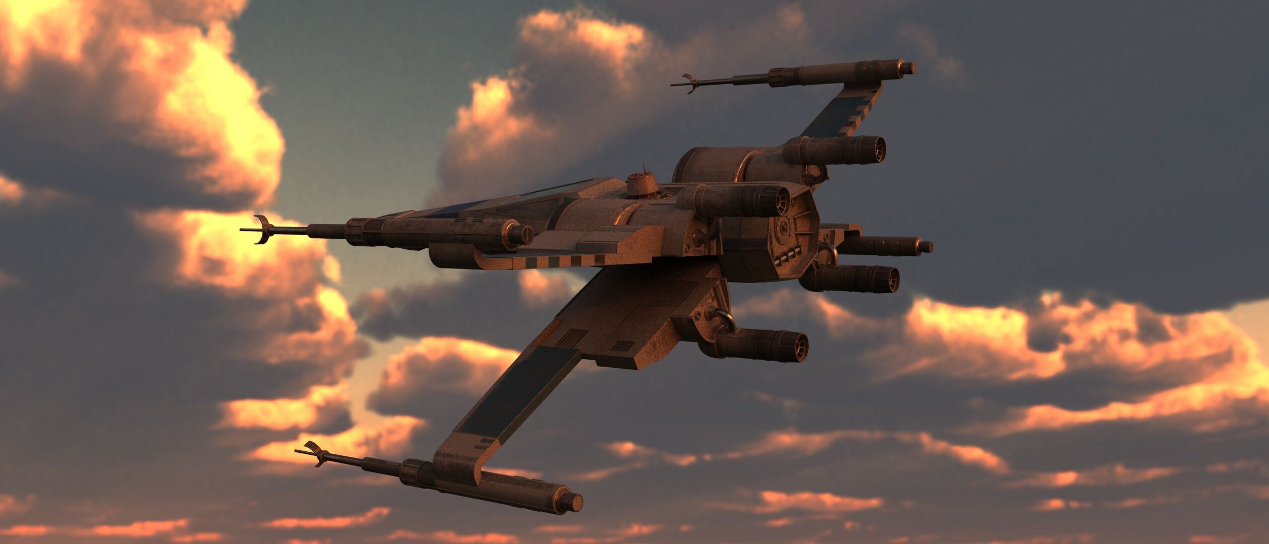 Star Wars Blue T70 X Wing Starfighter and R5 Unit rigged 3D model_4