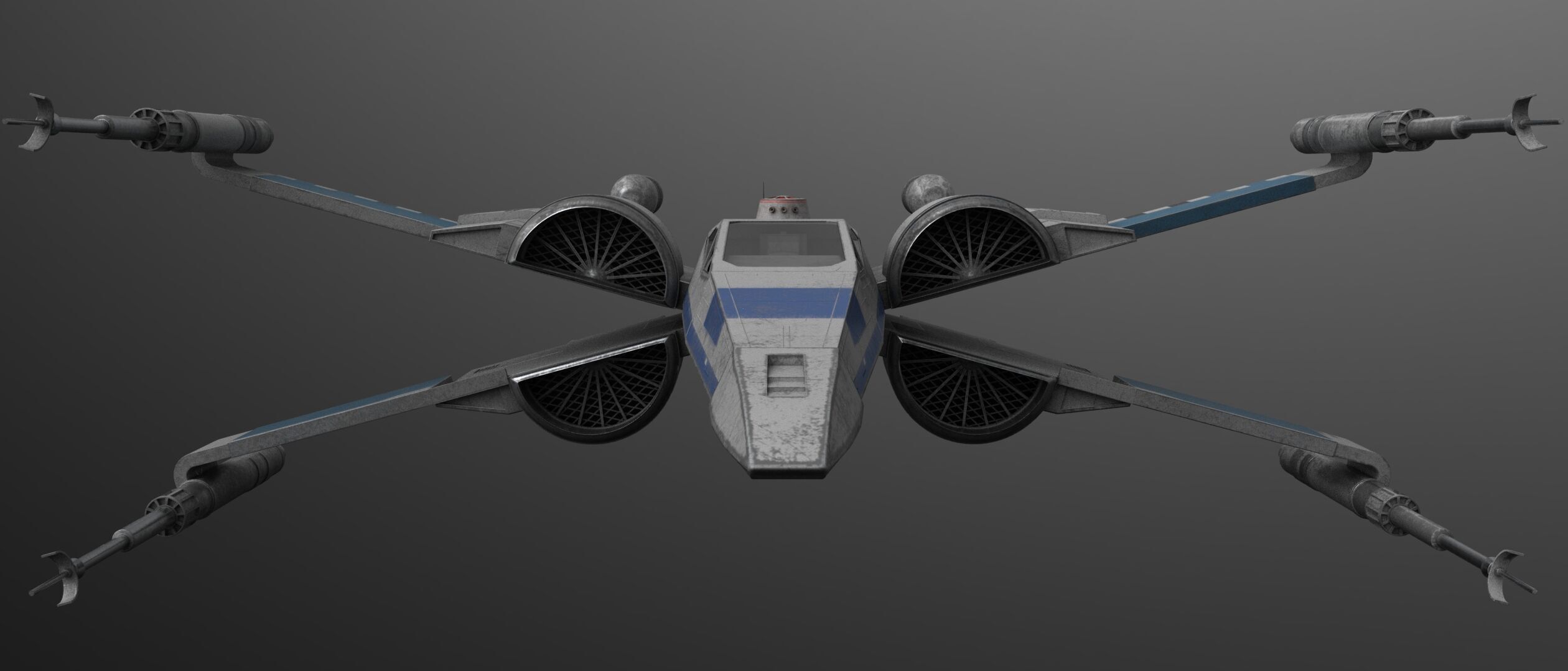Star Wars Blue T70 X Wing Starfighter and R5 Unit rigged 3D model_3