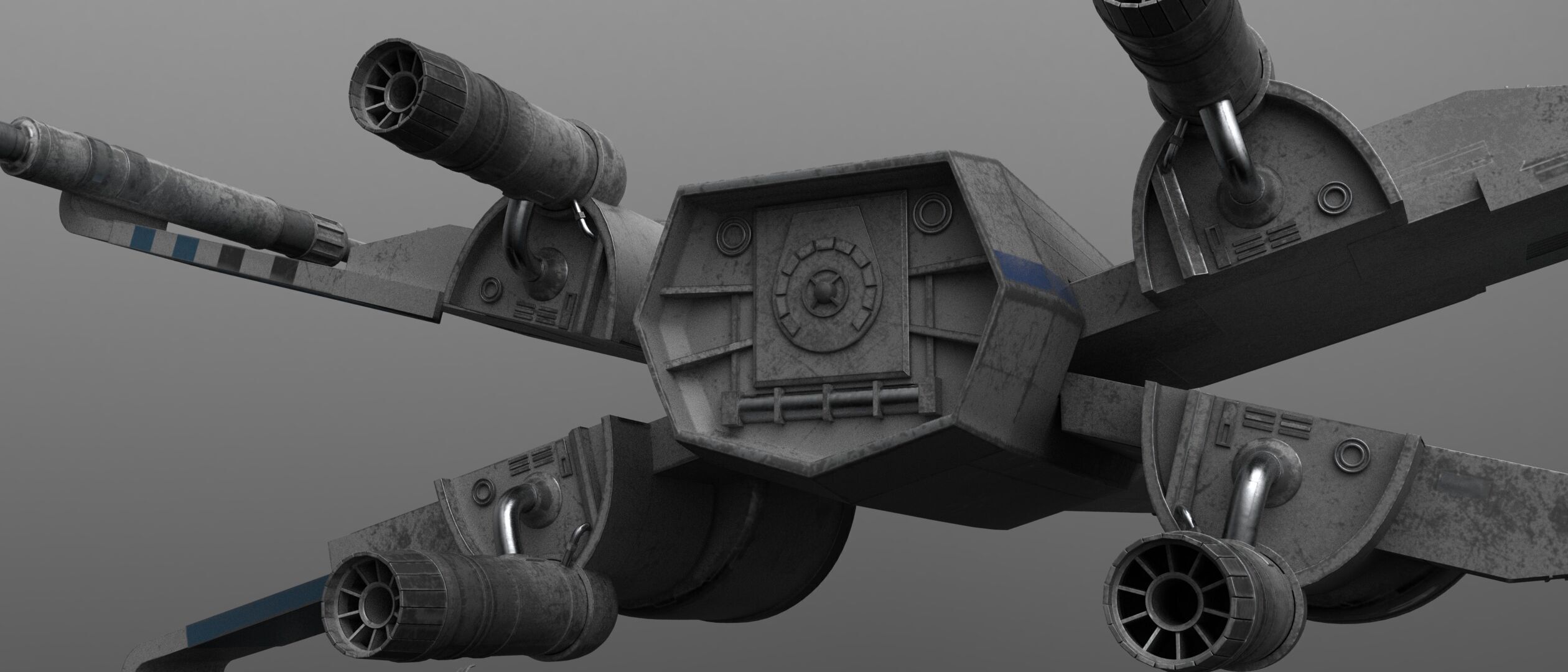 Star Wars Blue T70 X Wing Starfighter and R5 Unit rigged 3D model_2