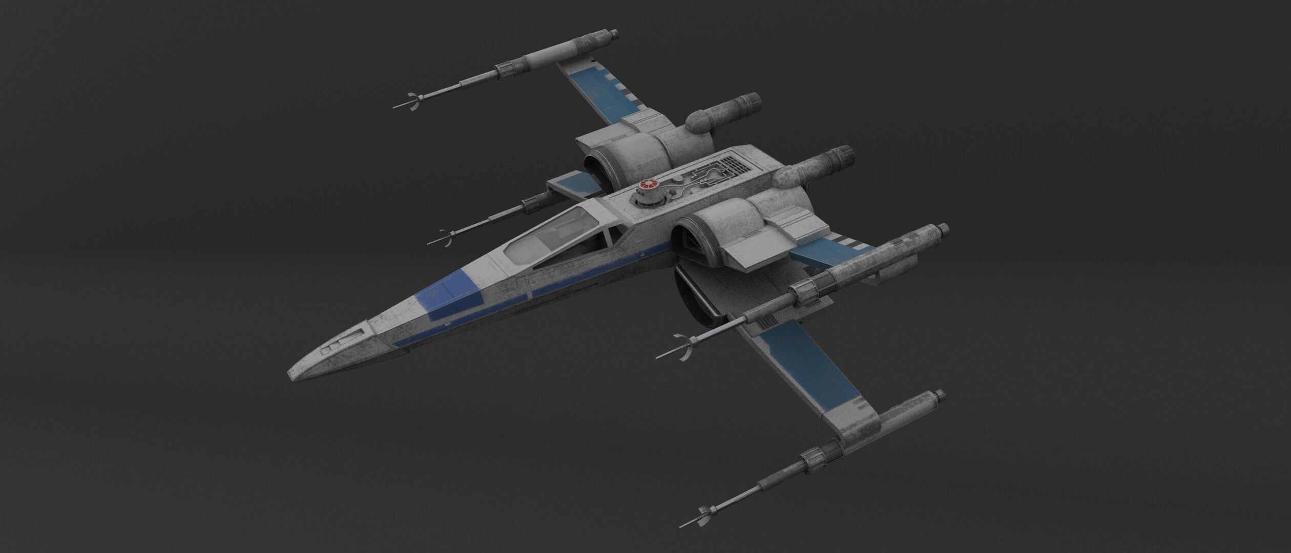 Star Wars Blue T70 X Wing Starfighter and R5 Unit rigged 3D model_1