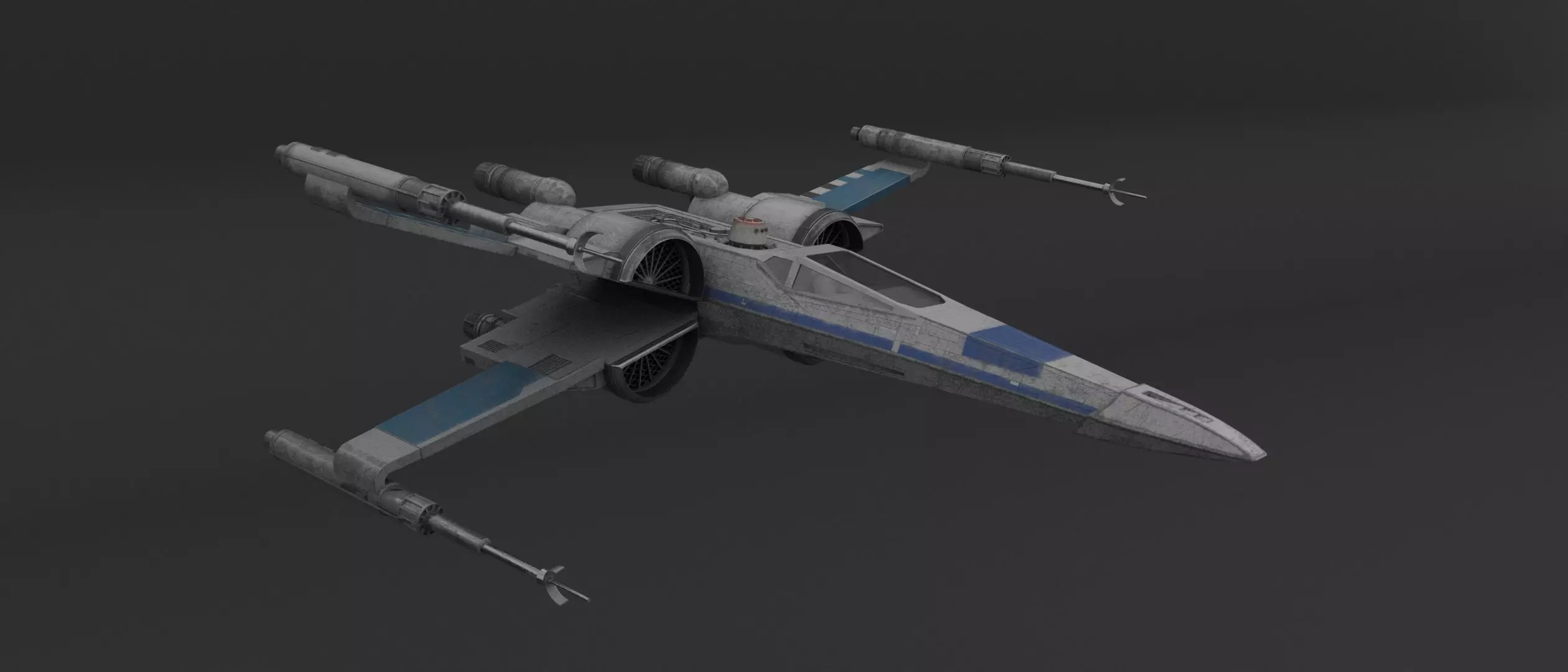 Star Wars Blue T70 X Wing Starfighter and R5 Unit rigged 3D model_0