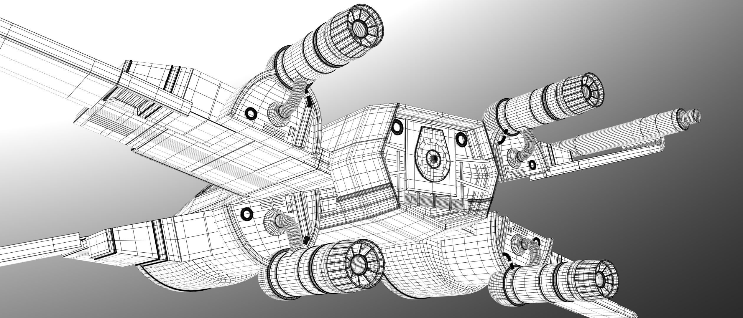 Star Wars Blue T70 X Wing Starfighter and R5 Unit rigged 3D model_10