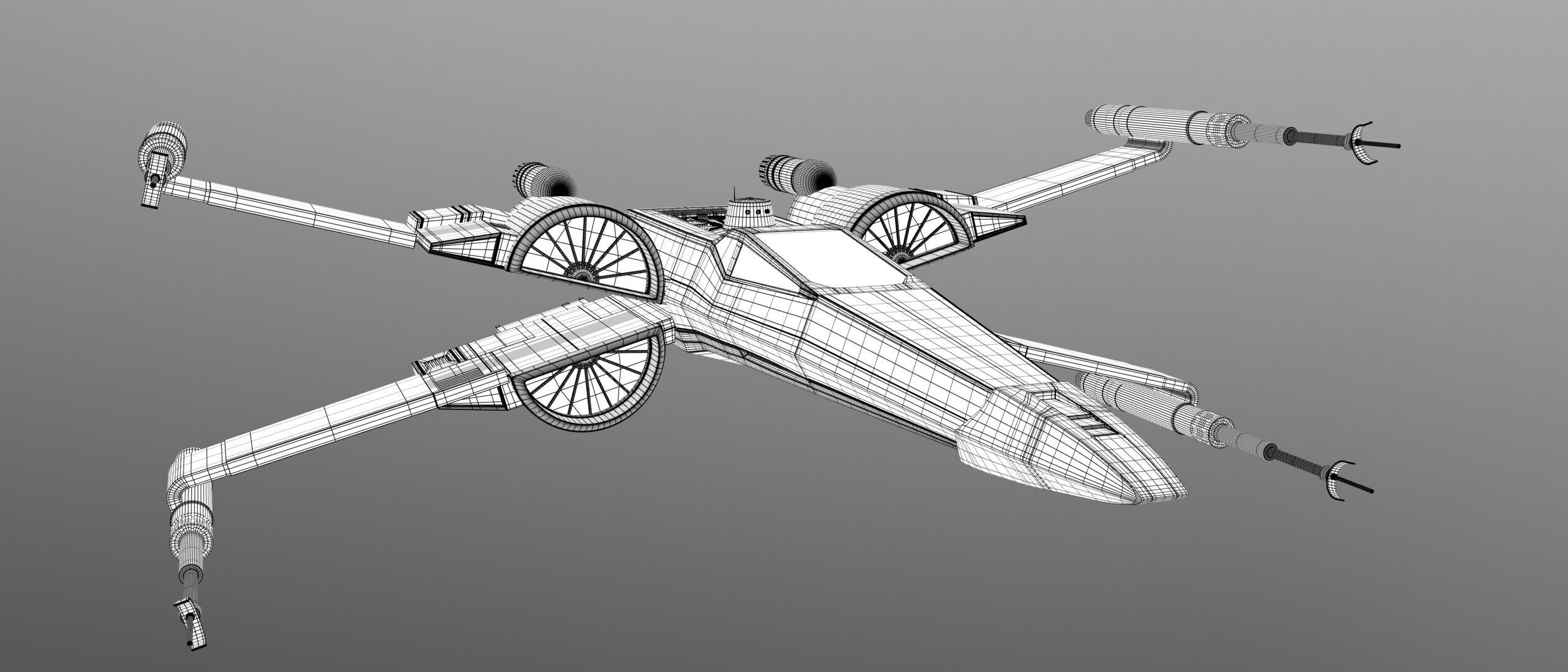 Star Wars Blue T70 X Wing Starfighter and R5 Unit rigged 3D model_8