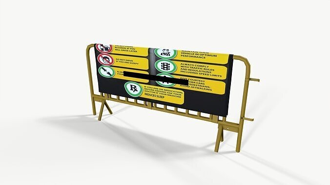 Barrier With Poster Low-poly 3D model