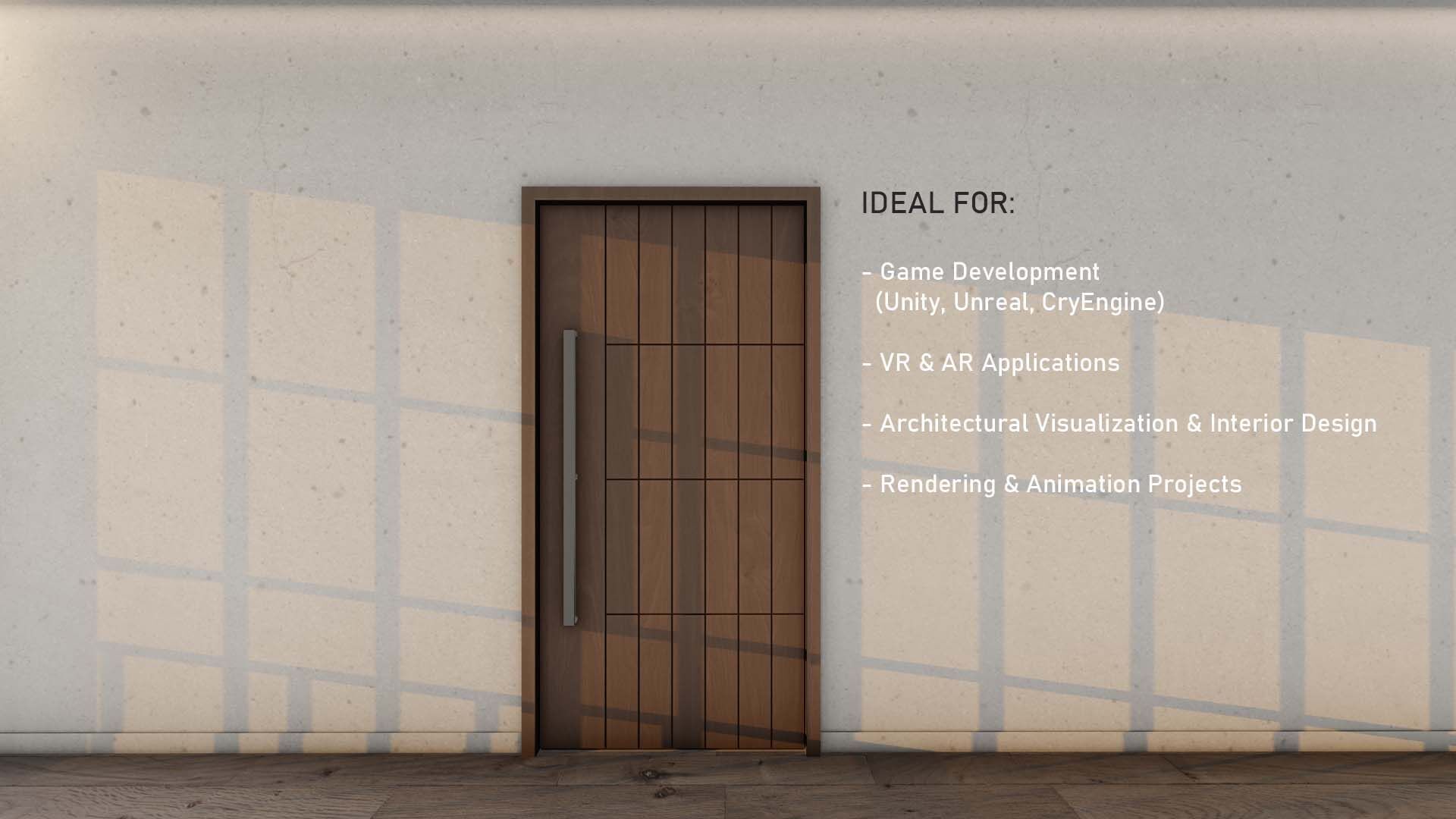 Minimalist Low-Poly wooden Door for luxury interiors Door 2 Low-poly 3D model_2