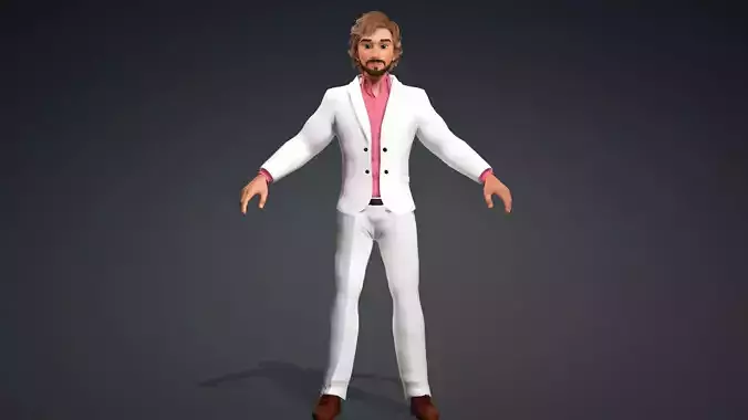 Man Cartoon Character Rigged Low-poly 3D model