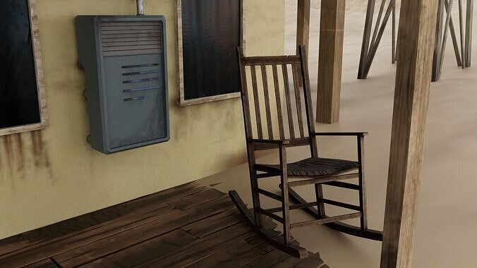 Sci Fi Industrial Post Apocalyptic outdoor building on desert 3D model 6