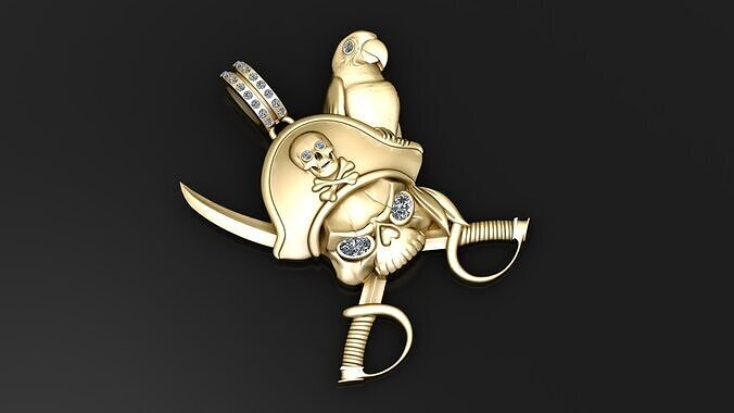 SWORD AND SKULL FACE PENDANT 3D PRINTABLE MODEL 3D print model