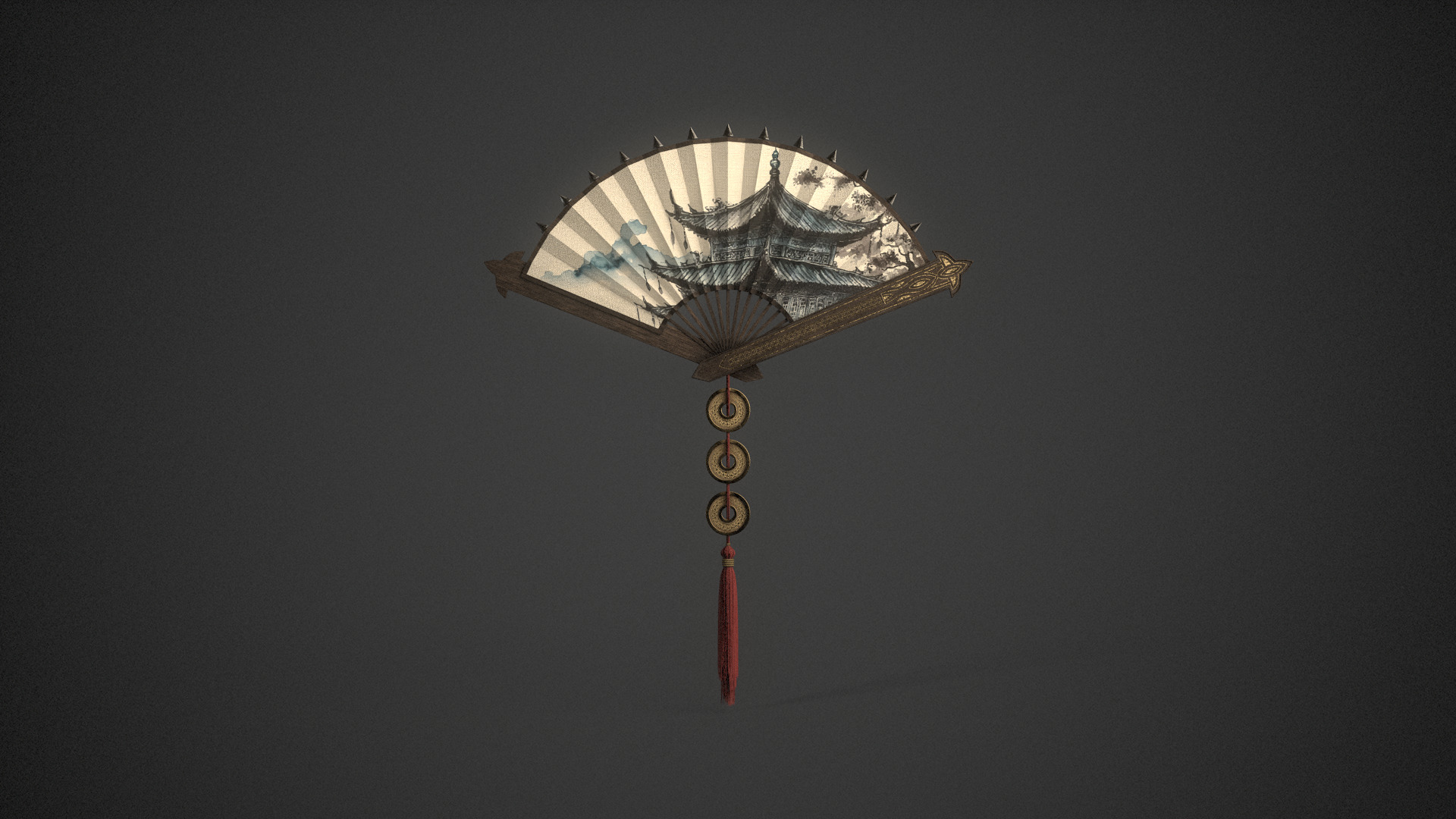 Chinese Fan 3D model_6