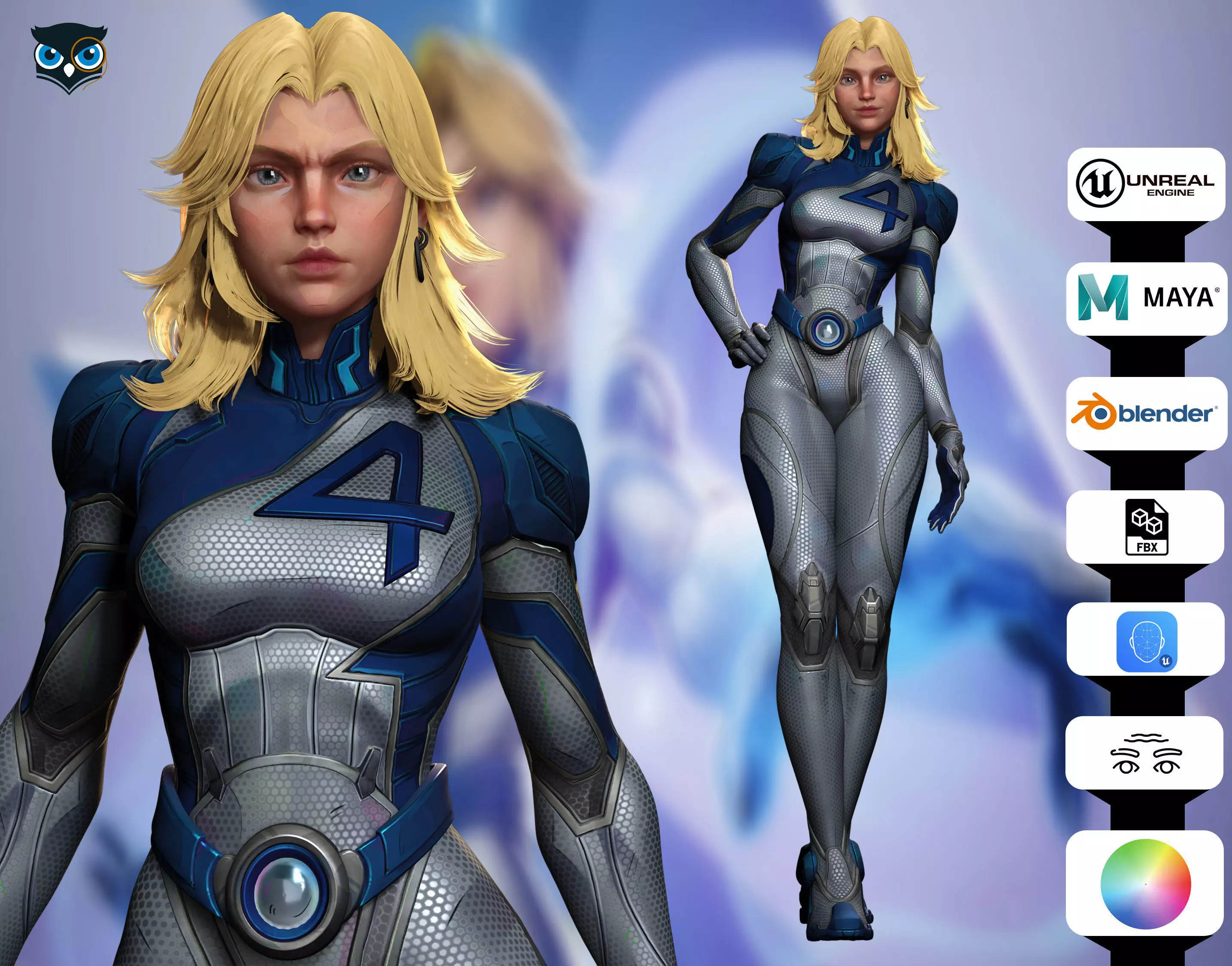 Invisible Woman Low-poly 3D model_0