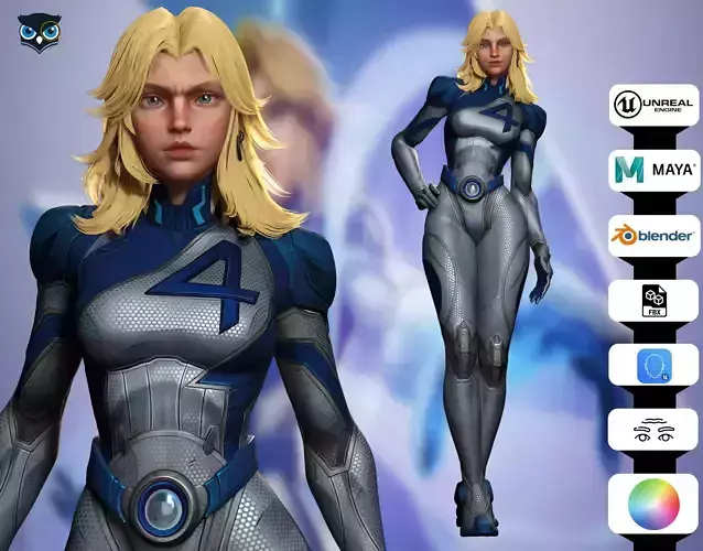 Invisible Woman Low-poly 3D model Invisible Woman Low-poly 3D model