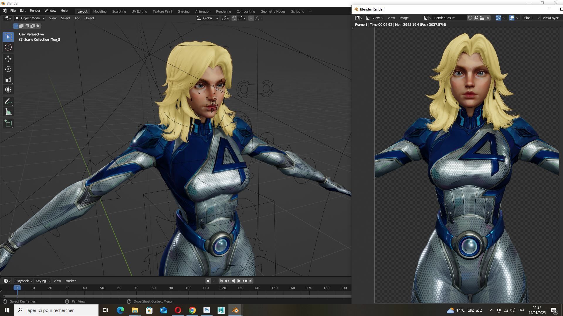 Invisible Woman Low-poly 3D model_13