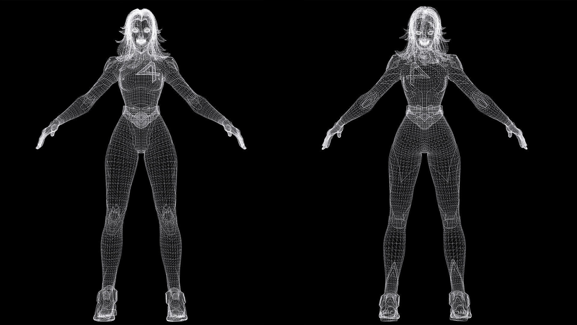 Invisible Woman Low-poly 3D model_7
