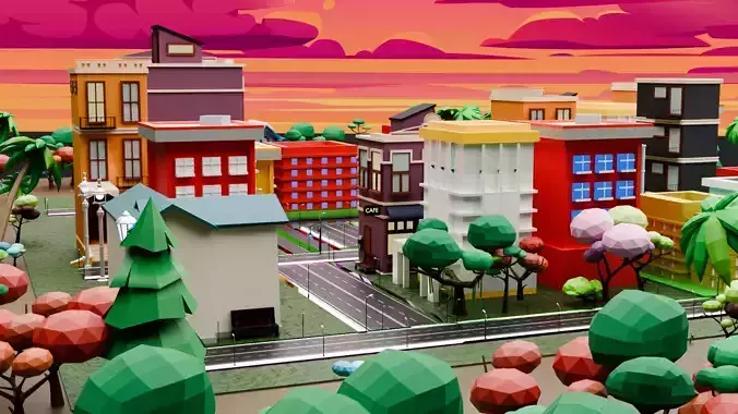 Low Poly Cartoon City Pack 