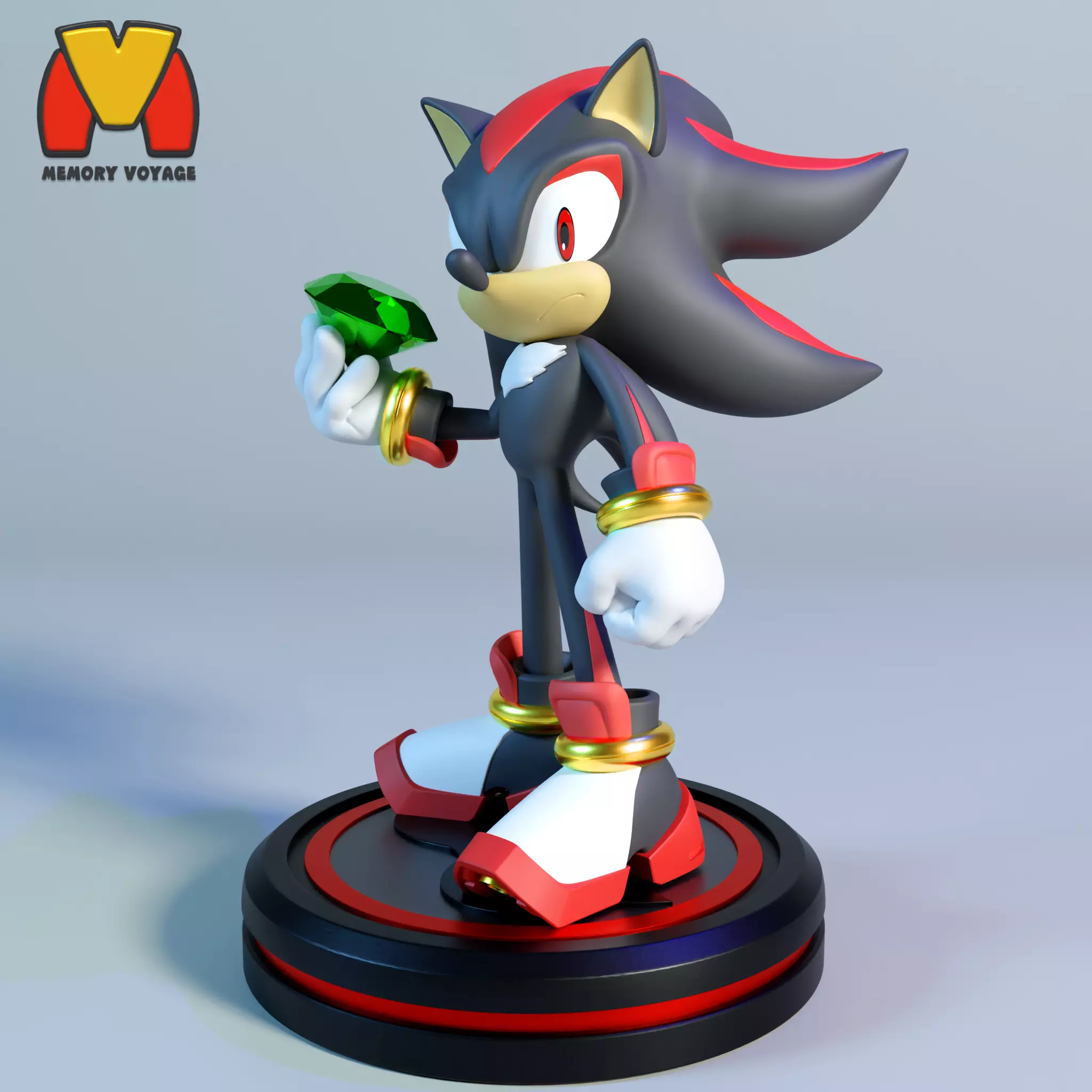 Shadow the Hedgehog with Chaos Emerald 3D print model