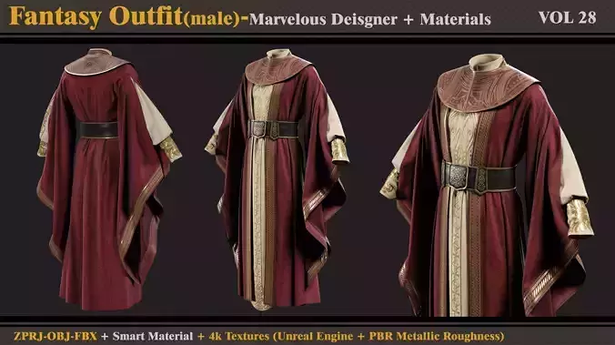 Fantasy Outfit- MD-Clo3d-Smart Material-Textures-OBJ-FBX