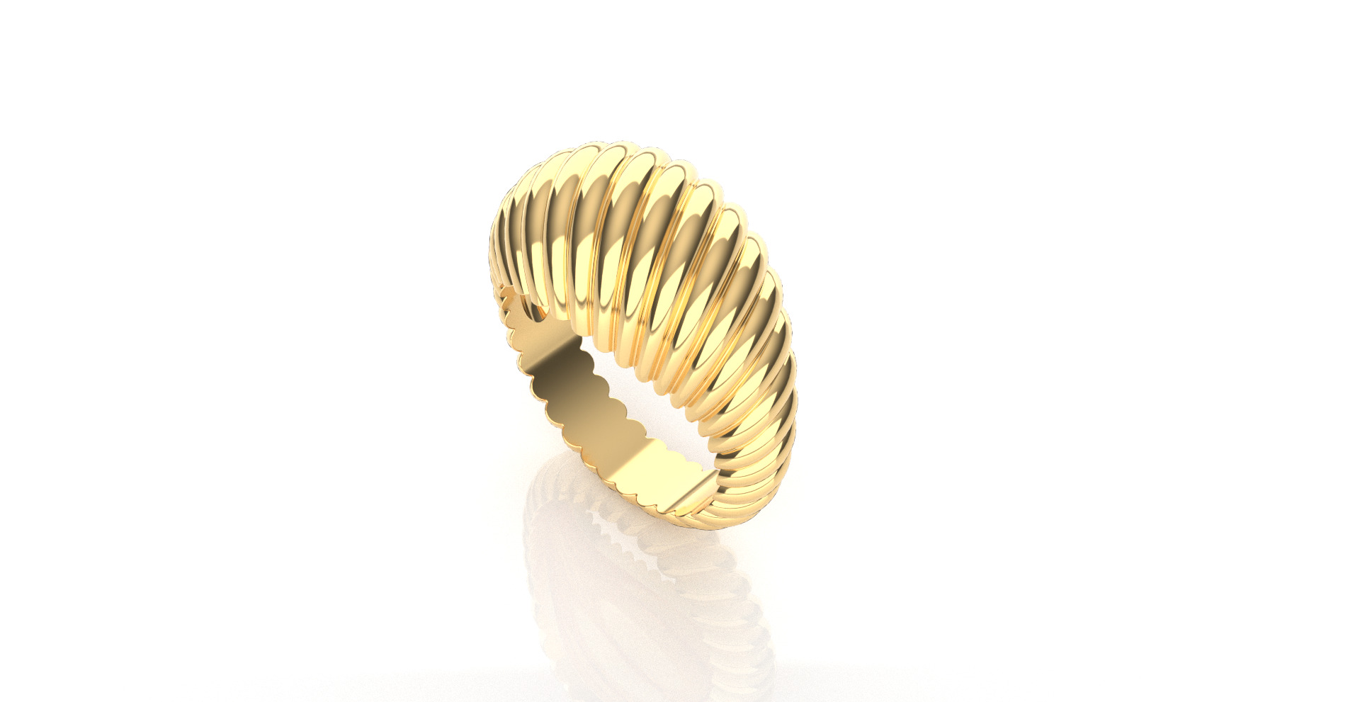 Wavy Domed Ring 3D print model_3