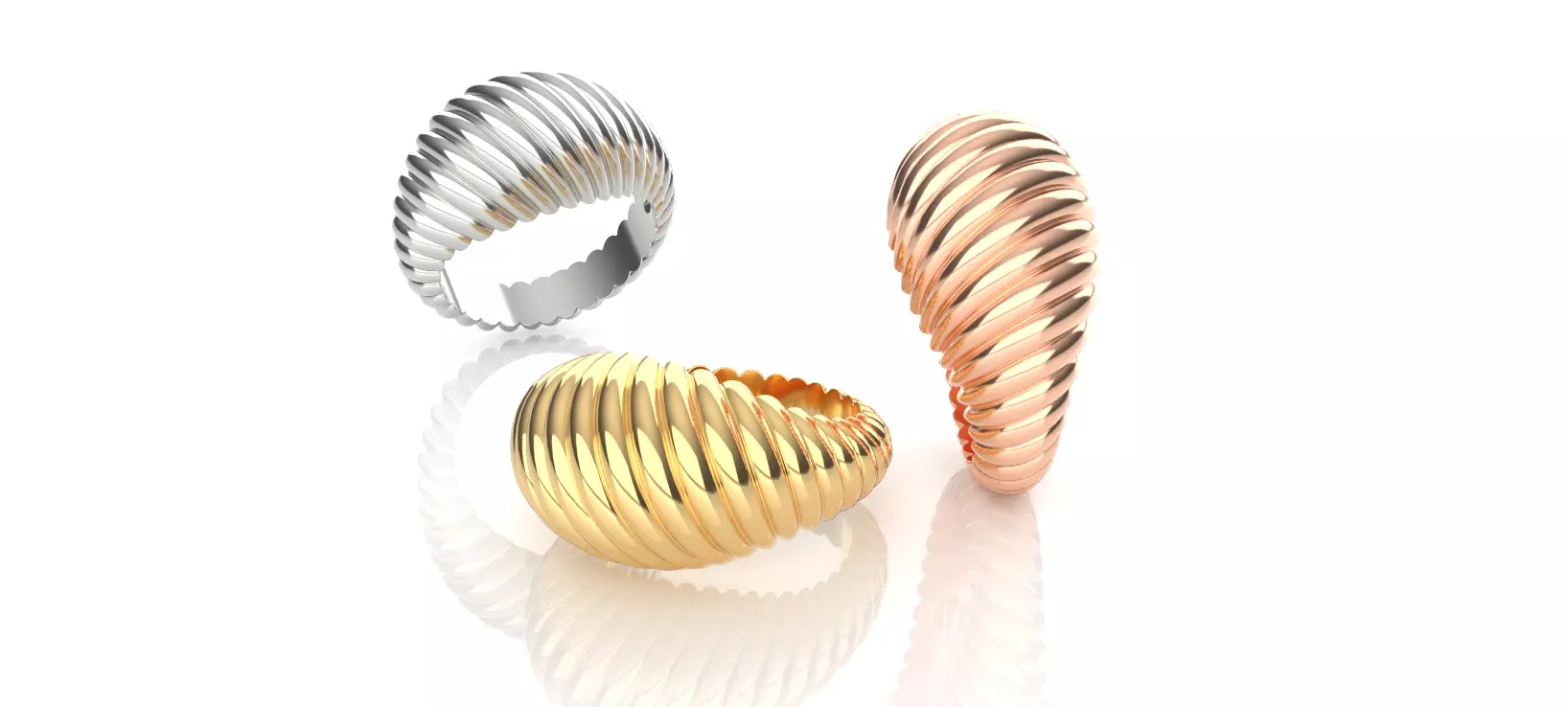 Wavy Domed Ring 3D print model_0