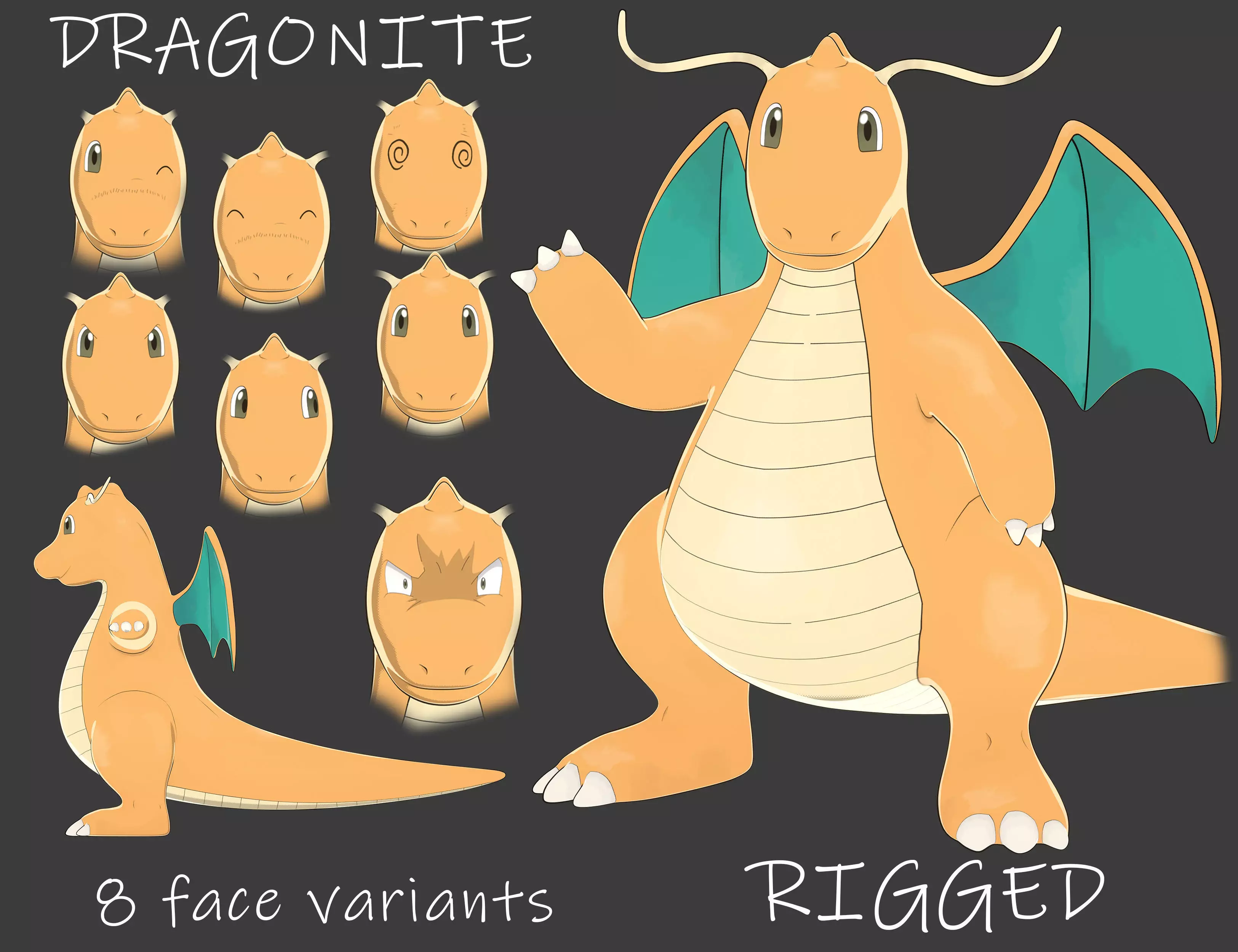 Dragonite Low-poly 3D model