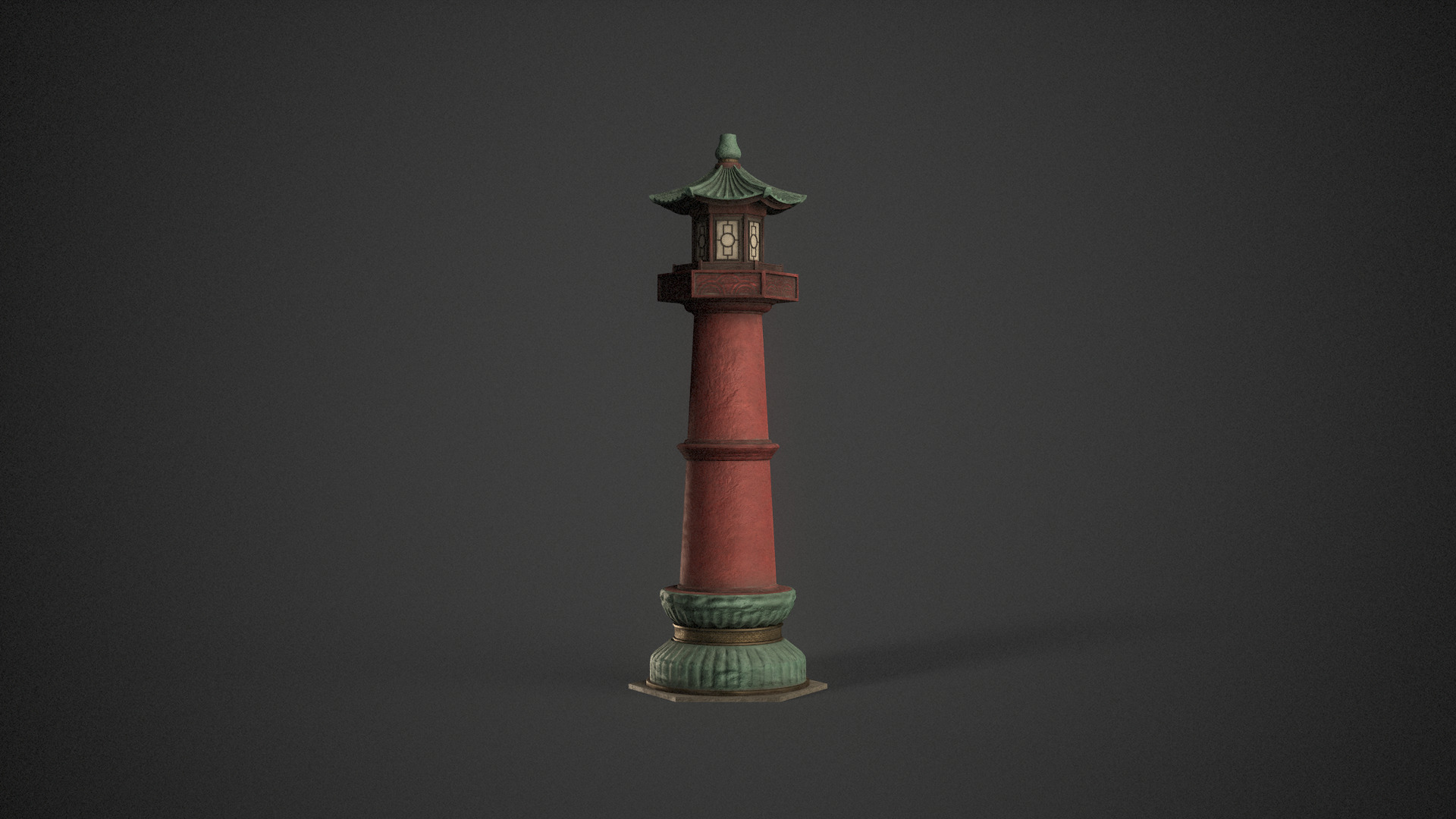 Chinese Stone Lantern 3D model_2