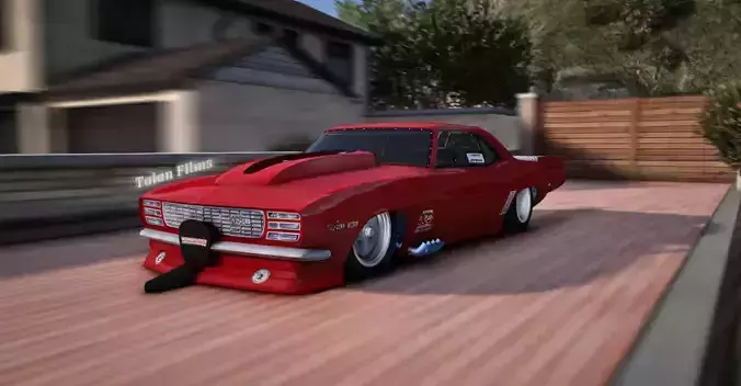 1969 Drag Race Camaro High Quality Low Poly Game-ready Low-poly 3D model