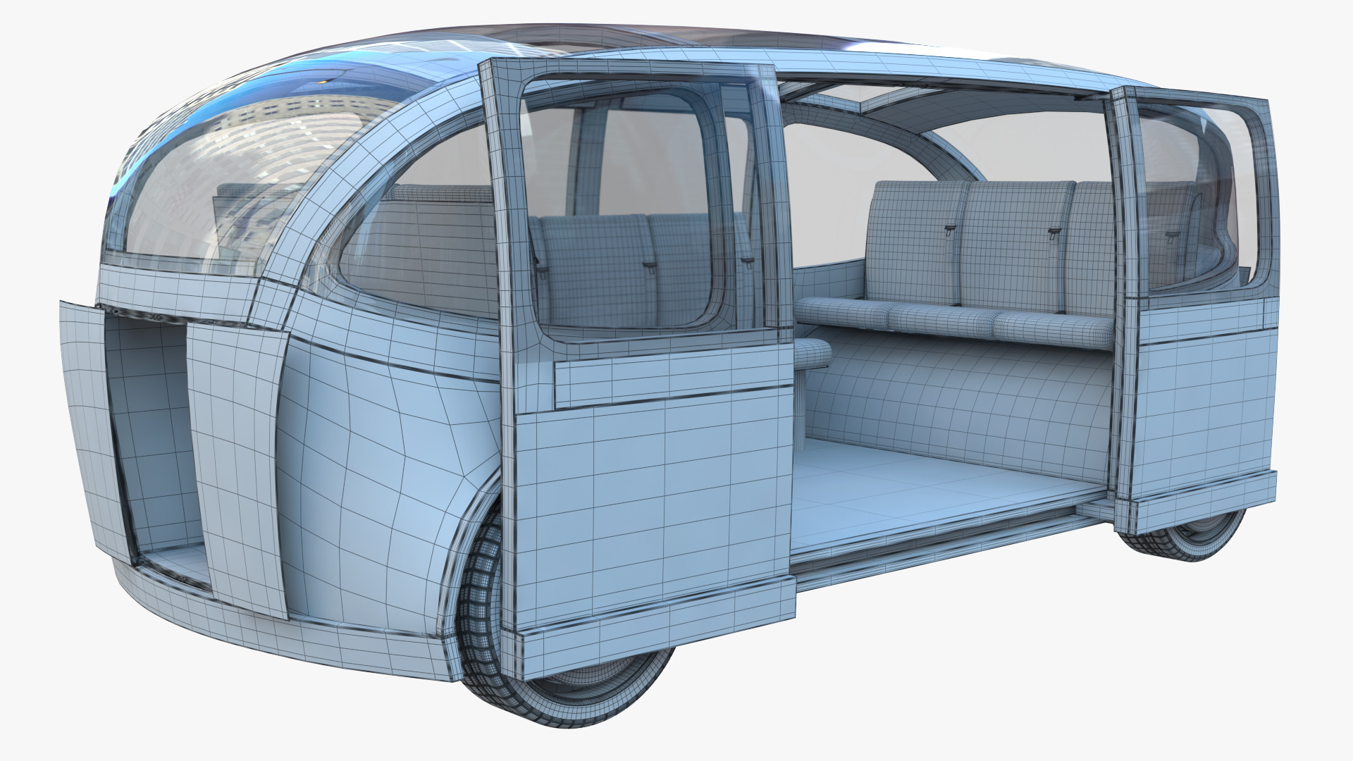 Self-driving taxi shuttle 3D model_16