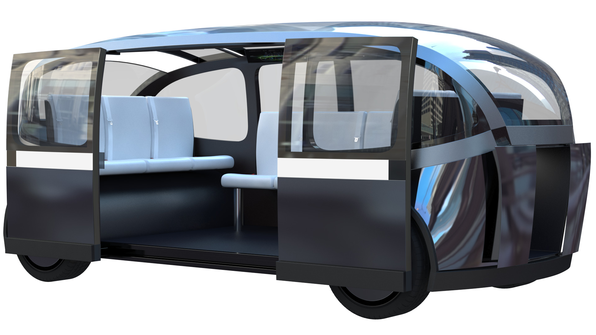 Self-driving taxi shuttle 3D model_11
