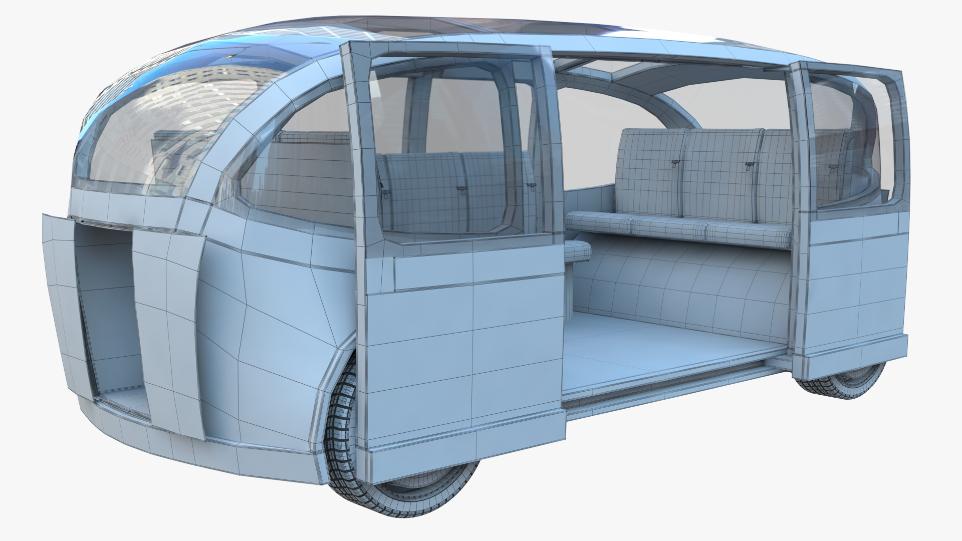 Self-driving taxi shuttle 3D model_15