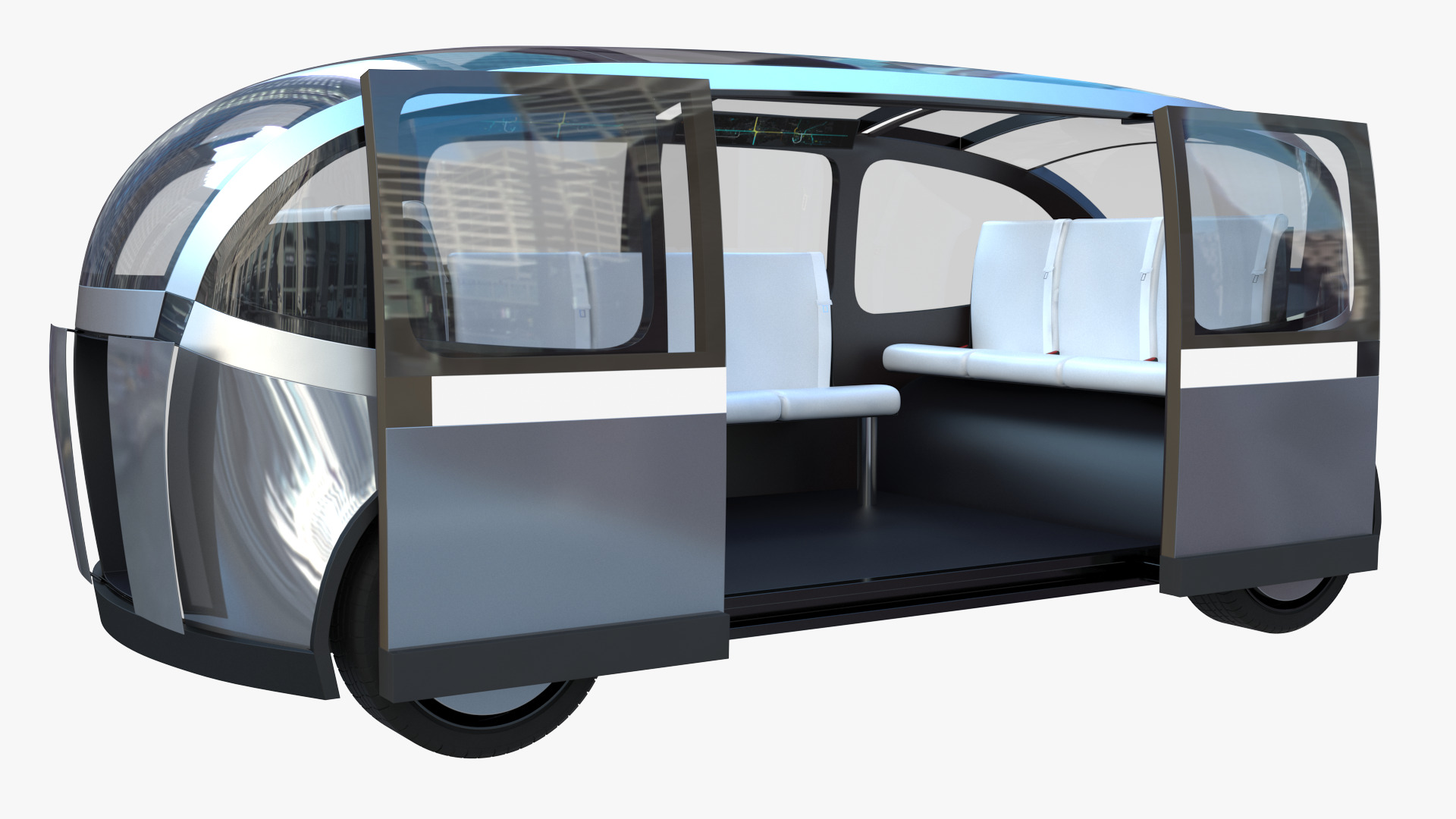 Self-driving taxi shuttle 3D model_5