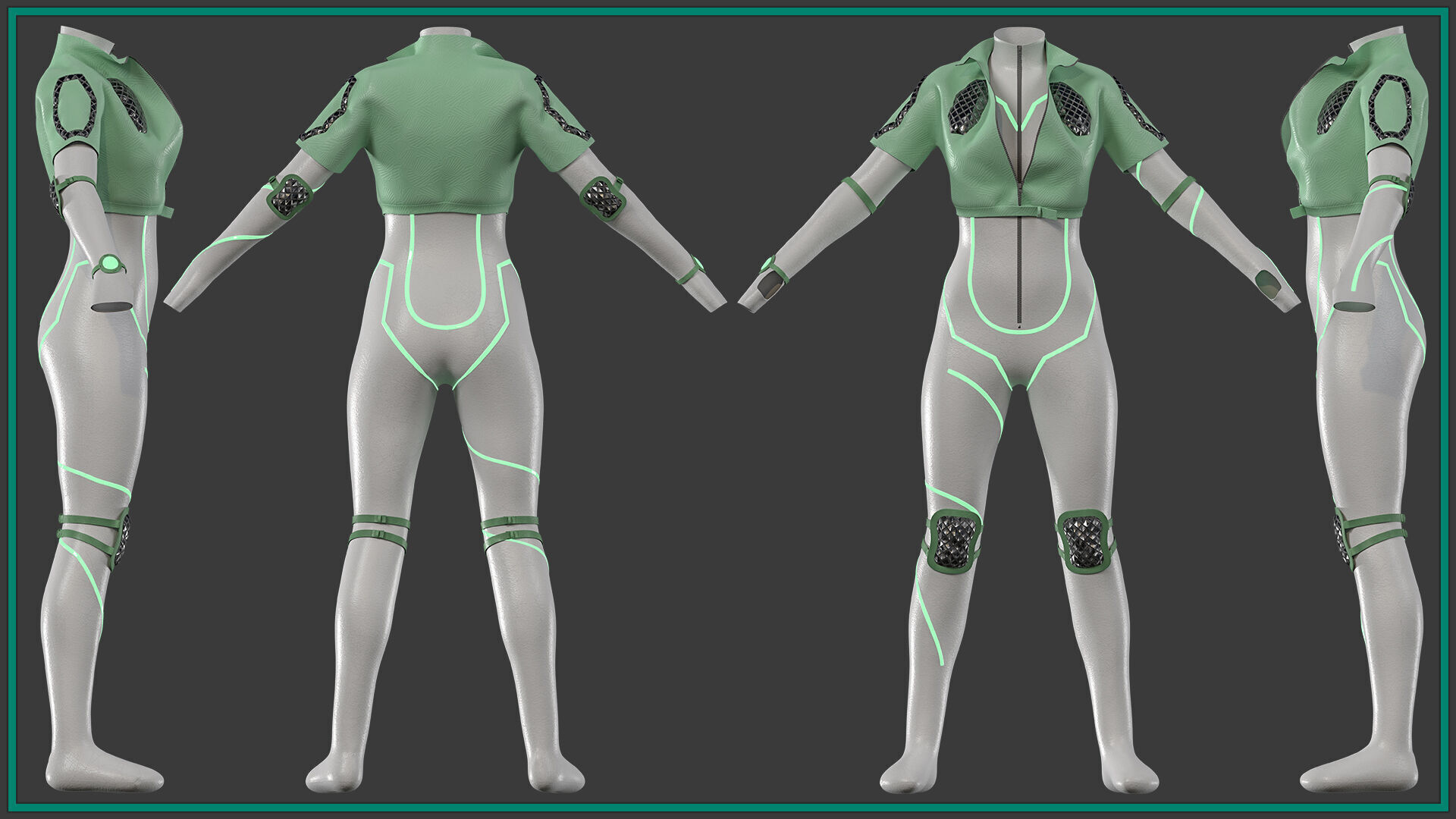 sci-fi female outfit with 3 texture 3D model_3