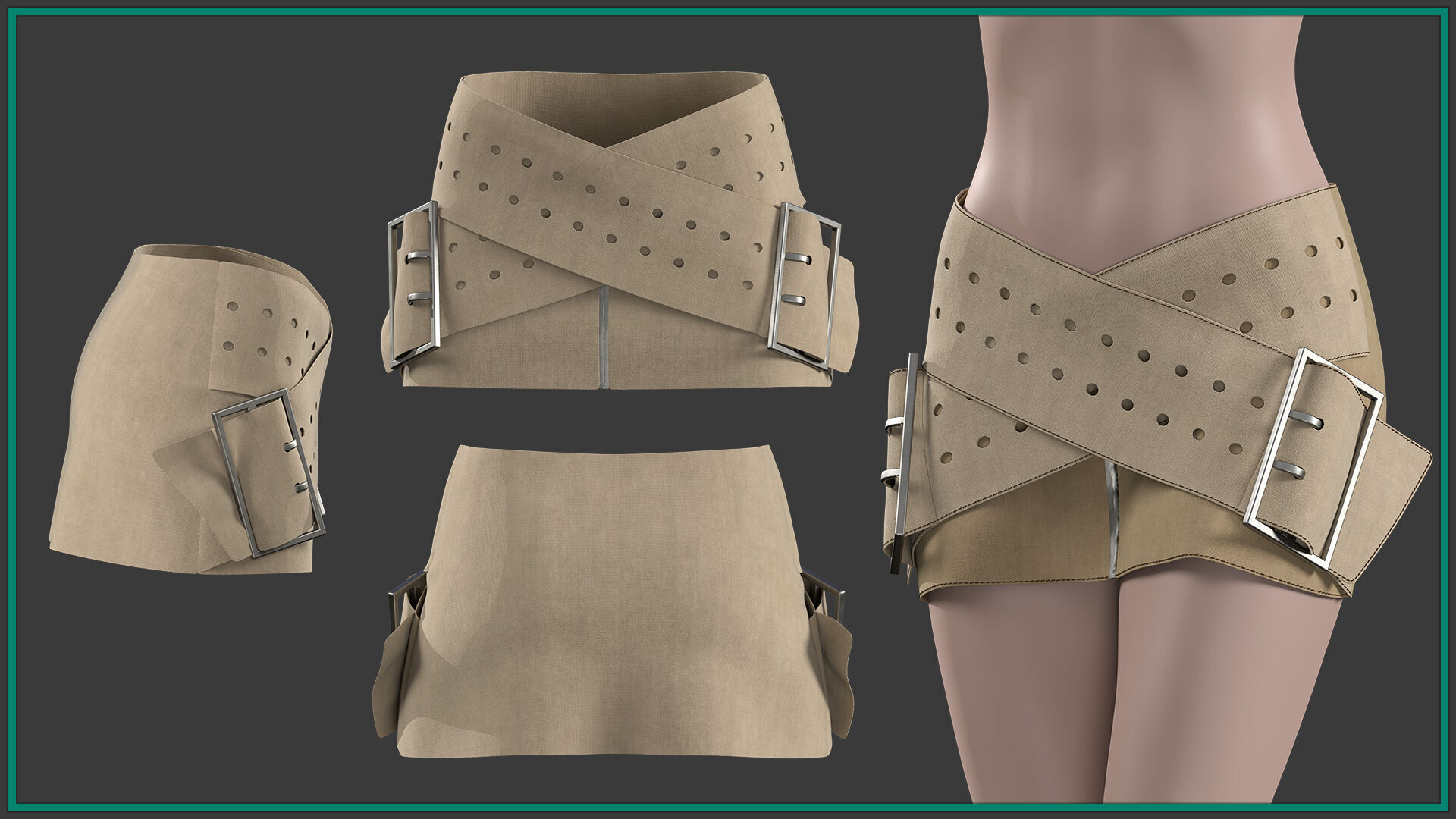 5 female short skirt 3D model_5