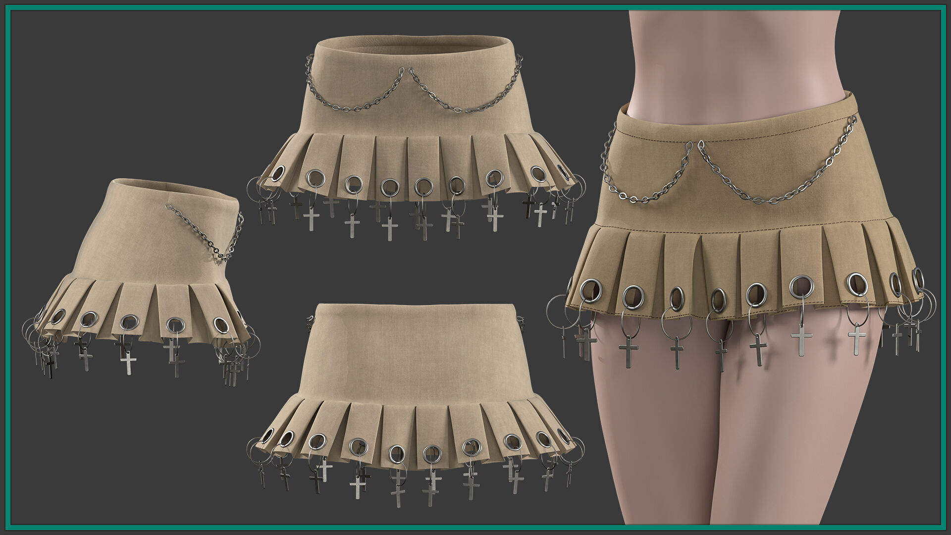 5 female short skirt 3D model_3