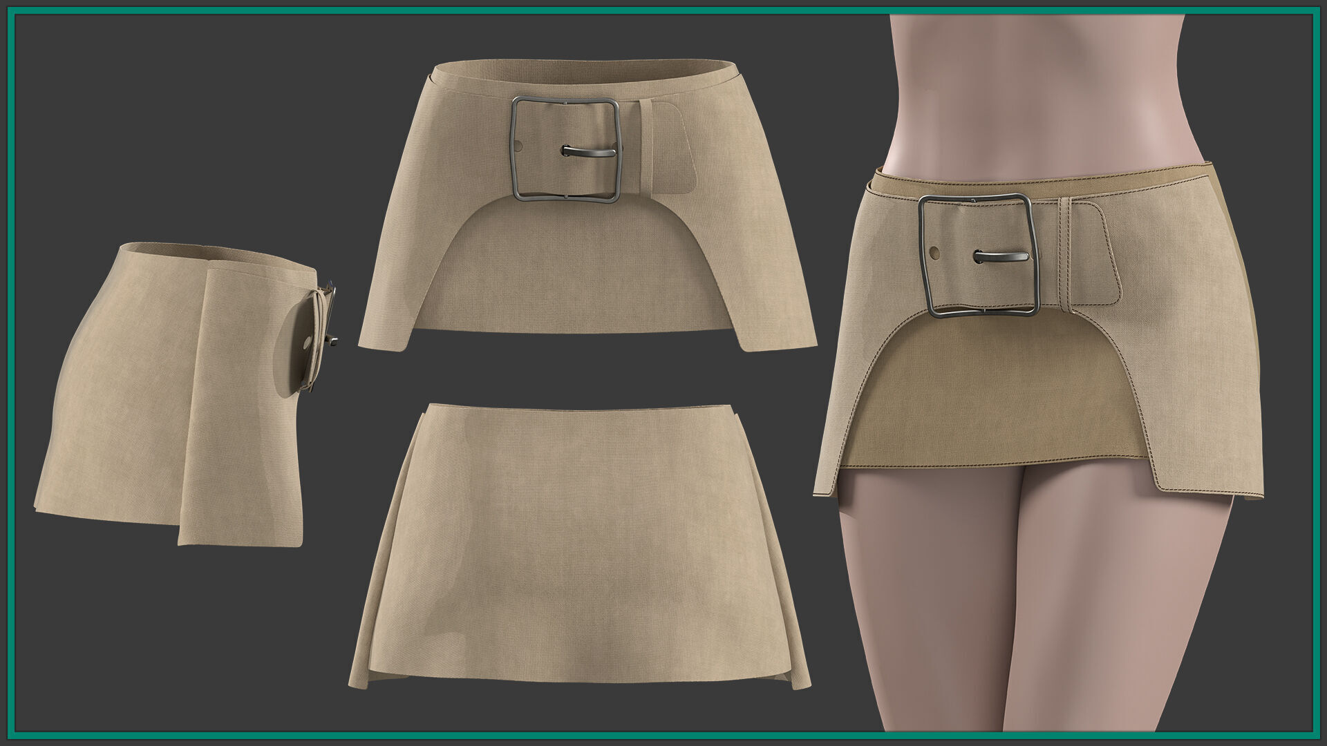 5 female short skirt 3D model_4
