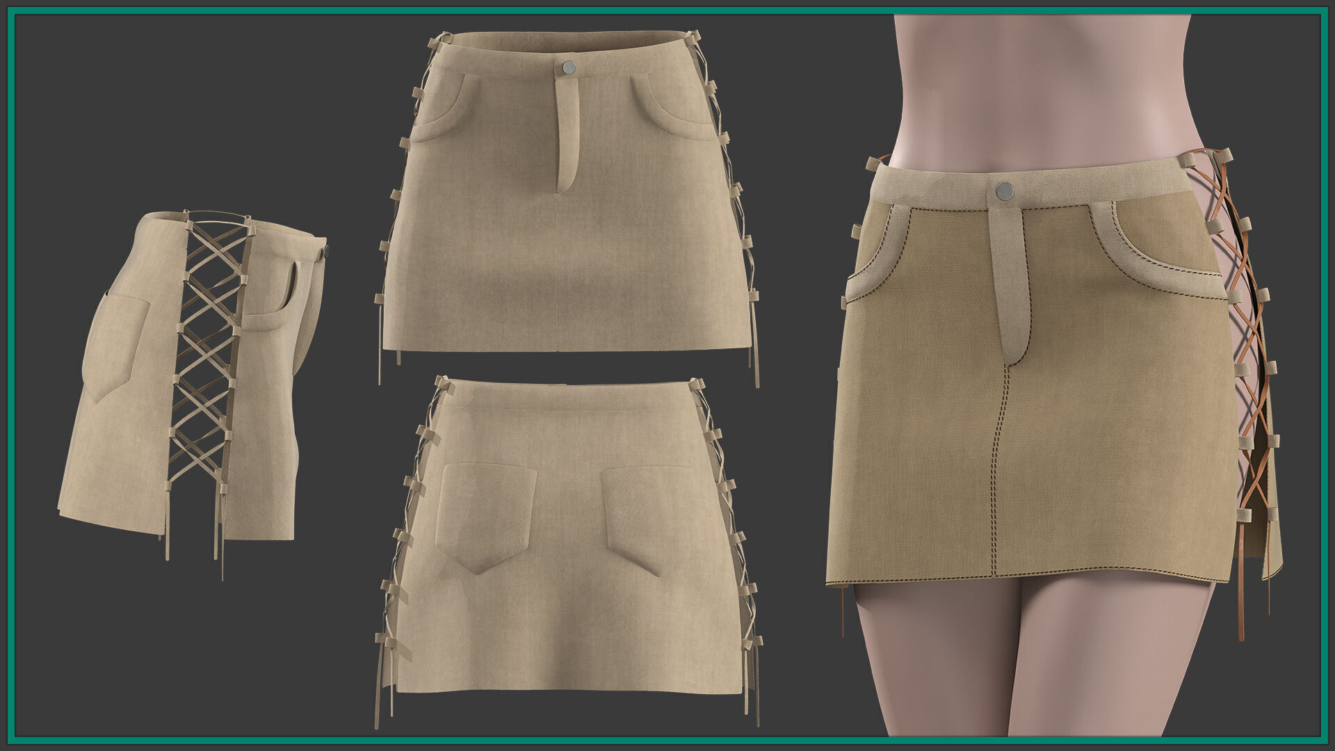 5 female short skirt 3D model_1
