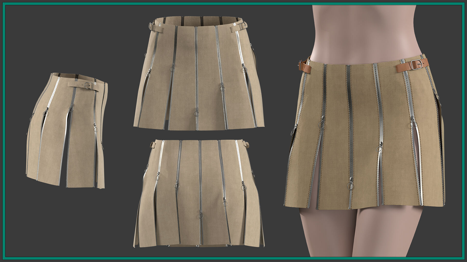 5 female short skirt 3D model_2