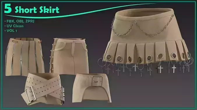 5 female short skirt 3D model 5 female short skirt 3D model