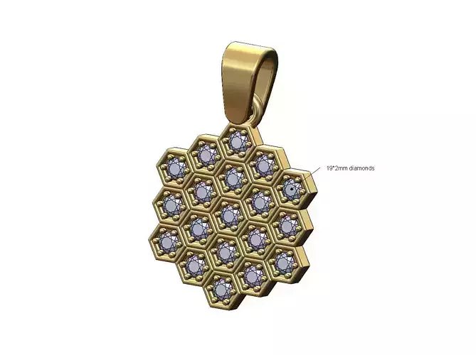 Hexagonal beekeeper hive diamond pendant charm