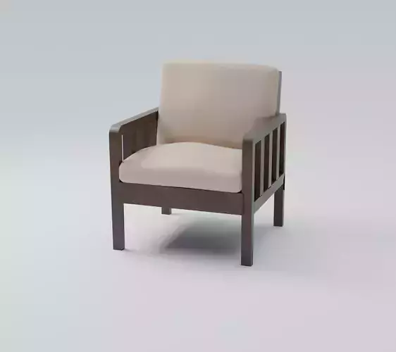Modern Wooden Armchair with Upholstered Cushions