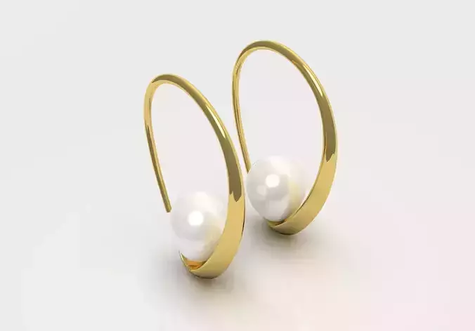 Modern hoop earrings with pearls stl model pe0002 3D print model