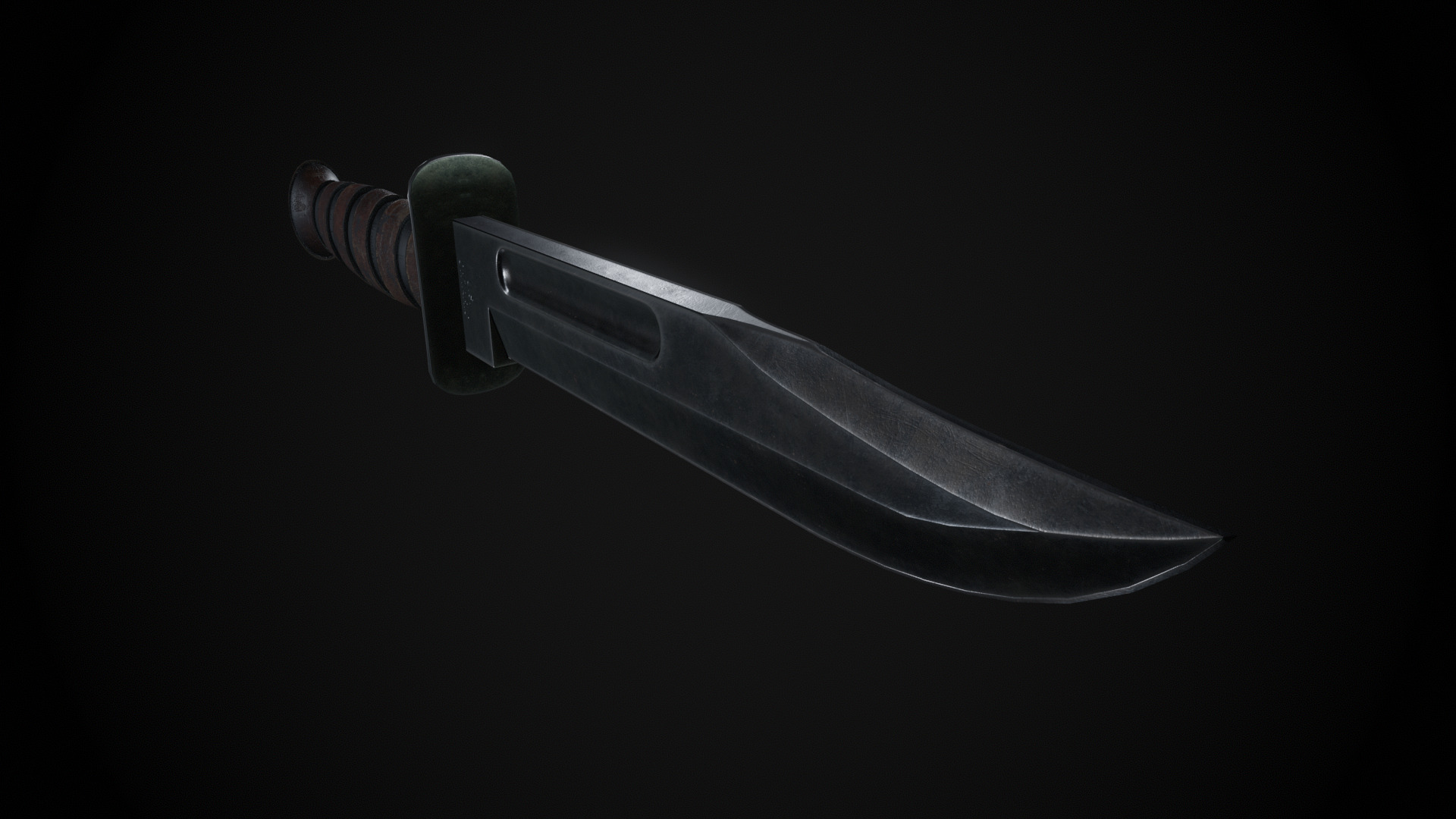 Ka-Bar Knife - Vietnan War - Game Ready - Low Poly PBR 3D Model  Low-poly 3D model_3