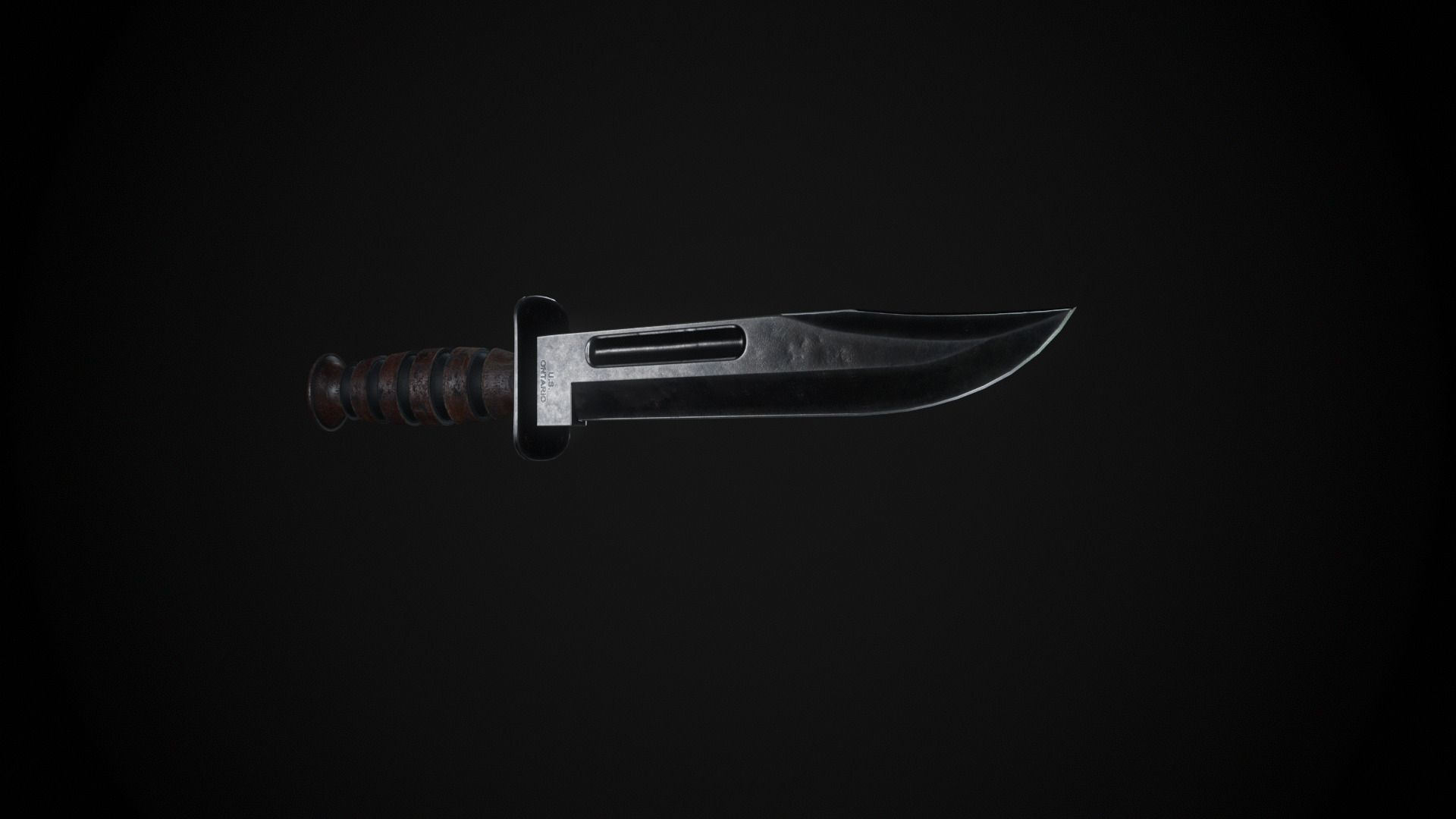 Ka-Bar Knife - Vietnan War - Game Ready - Low Poly PBR 3D Model  Low-poly 3D model_5