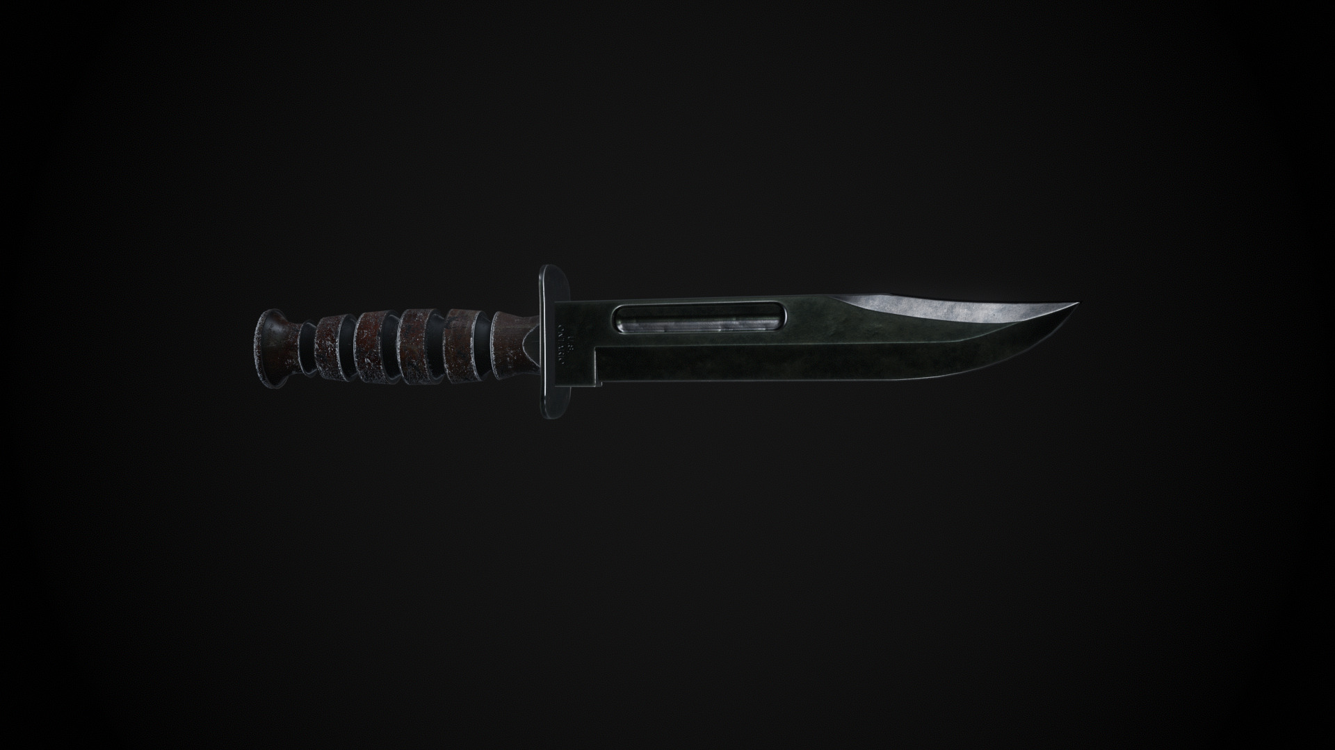 Ka-Bar Knife - Vietnan War - Game Ready - Low Poly PBR 3D Model  Low-poly 3D model_1