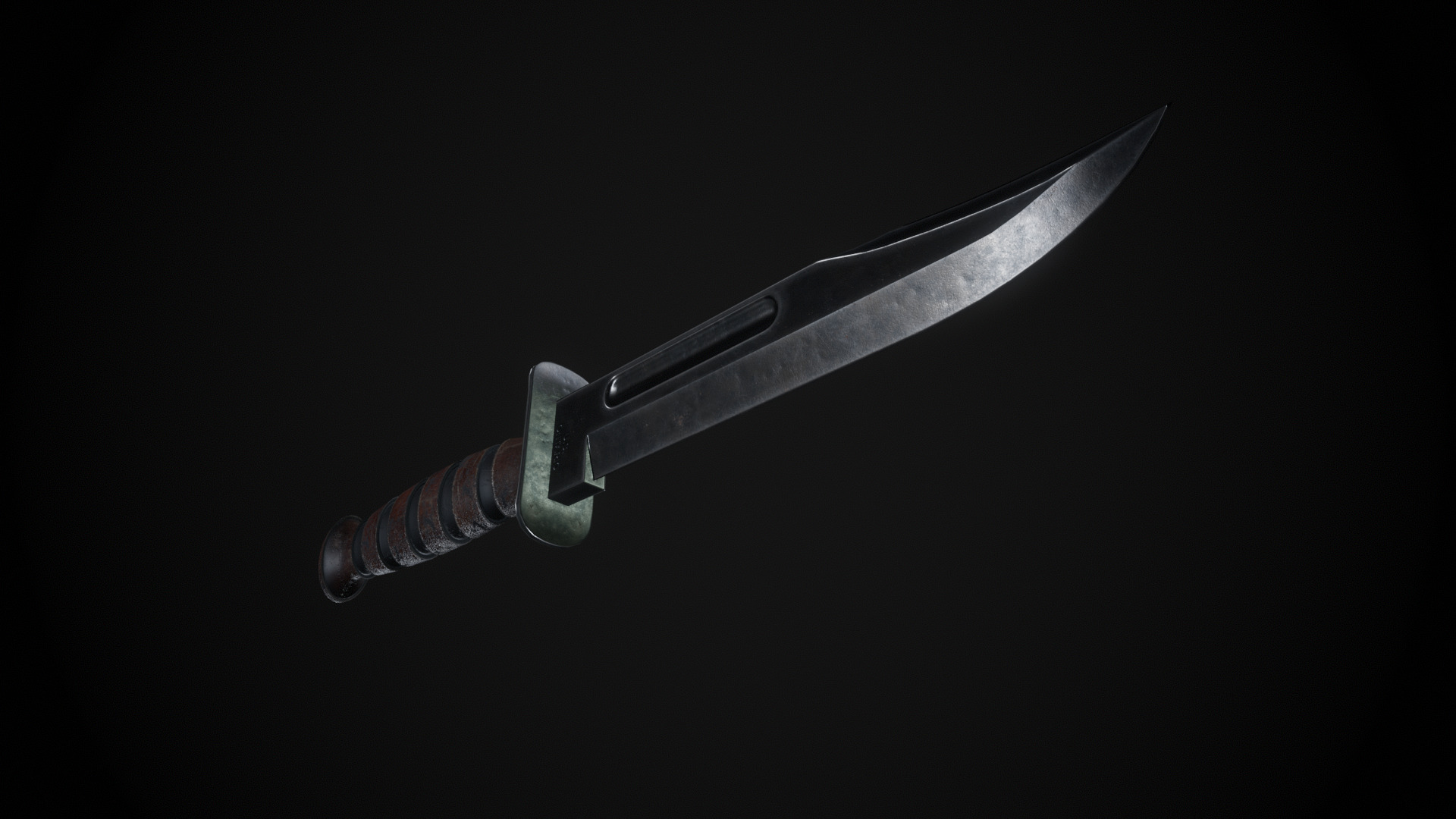 Ka-Bar Knife - Vietnan War - Game Ready - Low Poly PBR 3D Model  Low-poly 3D model_4