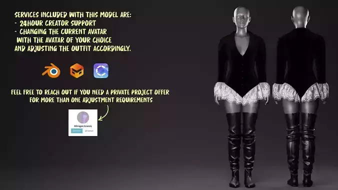 Velvet Jacket Bodysuit with Lace Details and Long Boots