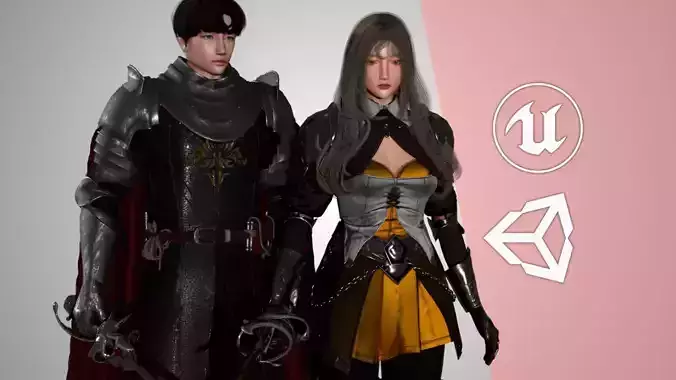Medieval Modular Character Set - GameReady Low-poly 3D model