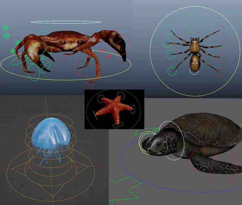 Animals Rig and Animation Pack Low-poly 3D model