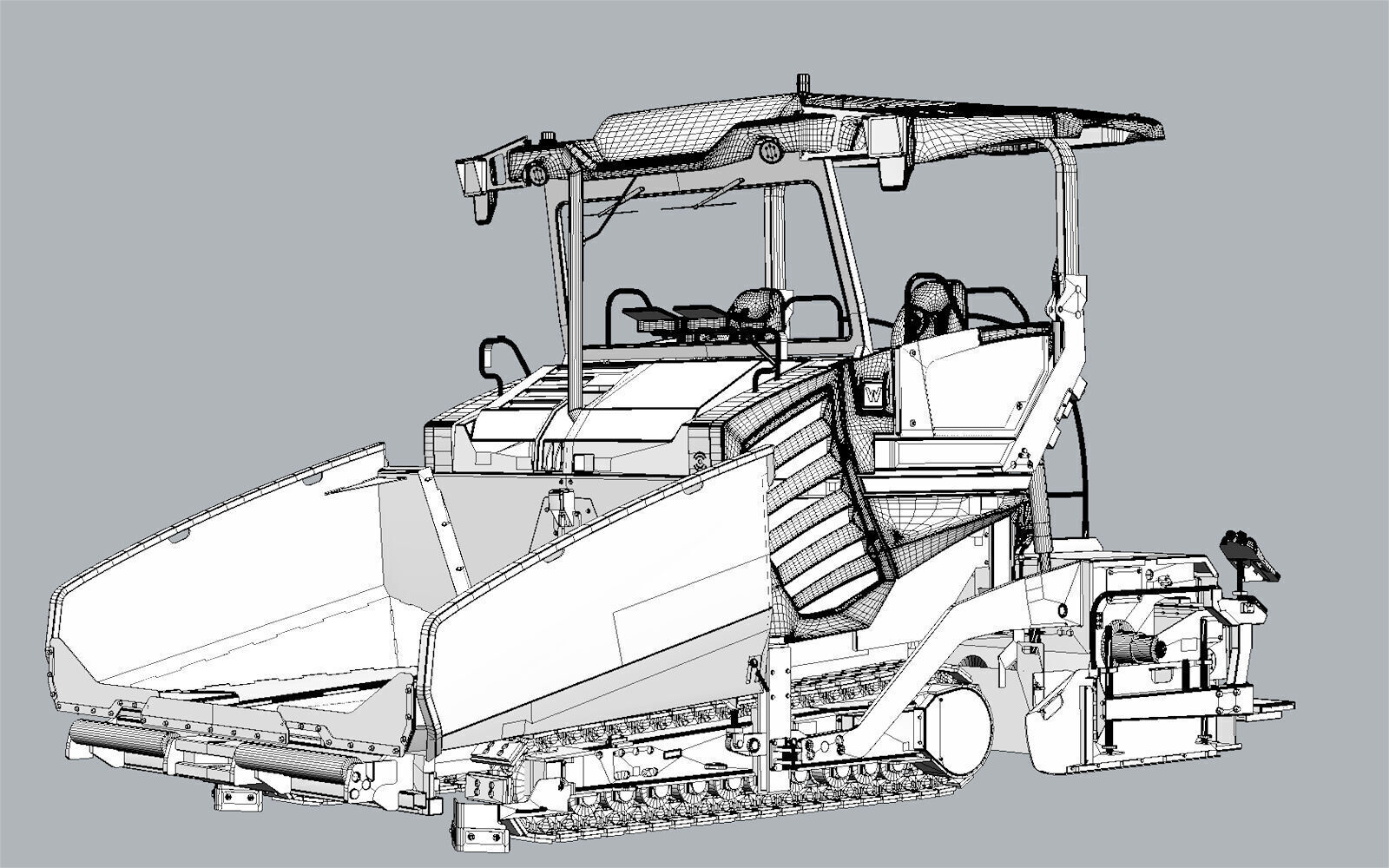 Asphalt Paver Vogele Super 1800 5i PBR 3D model_23