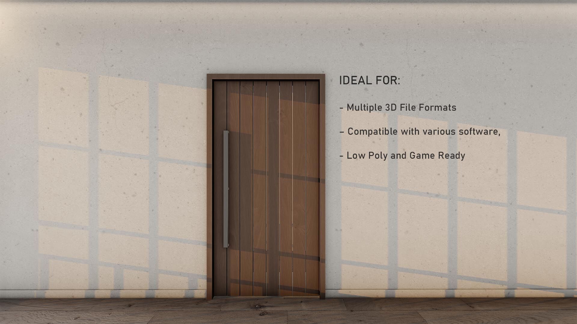 Oak wood door Low-Poly wooden Door  for luxury interiors Door 3 Low-poly 3D model_2