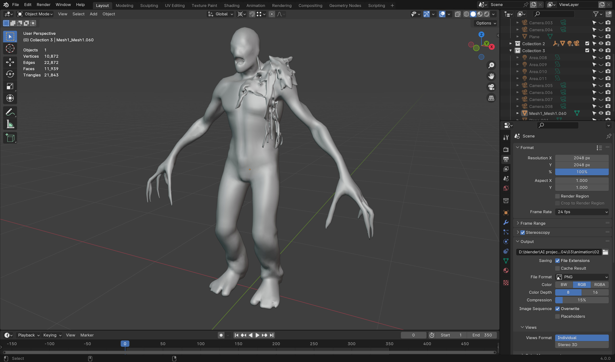 Terrifying Zombie - Game Ready Rigged Animated Low-poly 3D model_6