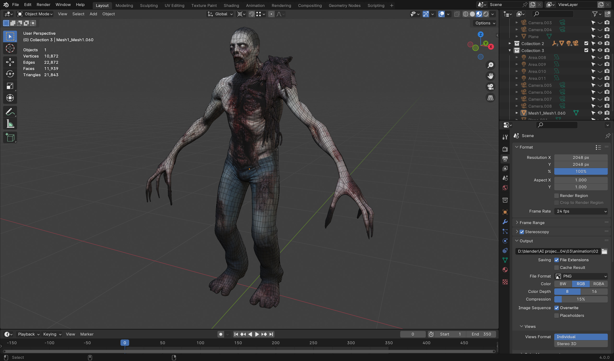 Terrifying Zombie - Game Ready Rigged Animated Low-poly 3D model_5